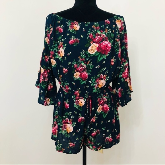 Ambiance Floral Off Shoulder Romper L - Picture 1 of 4